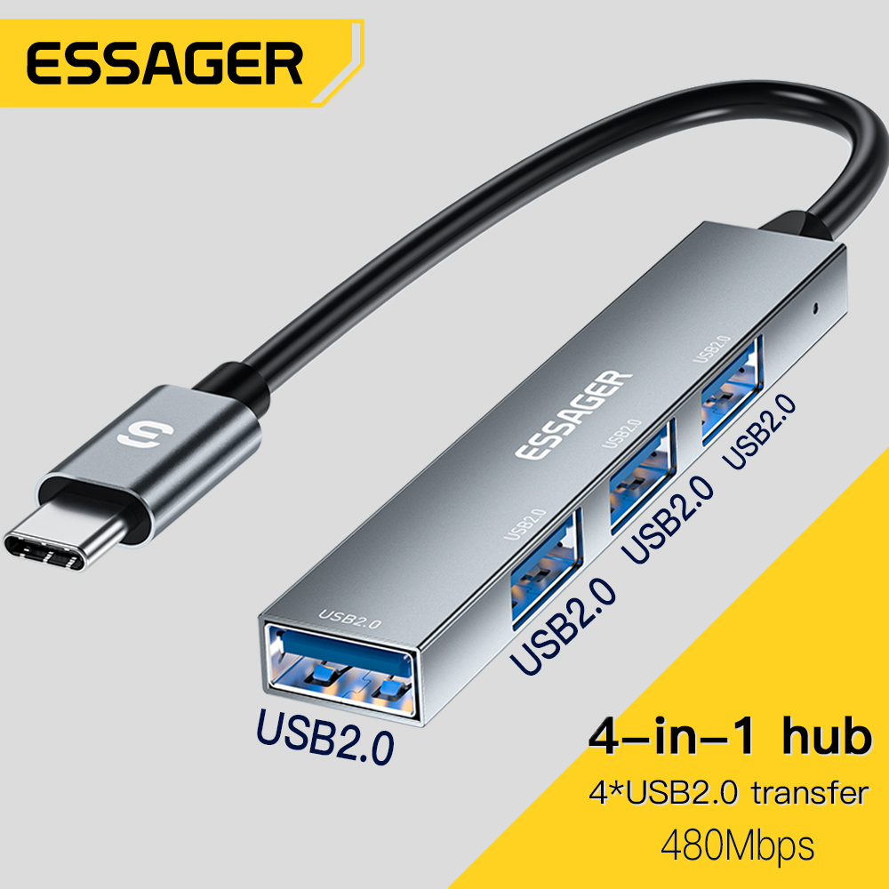 Usb Hub Type C - Essager 4 в 1 USB C-кабель-концентратор