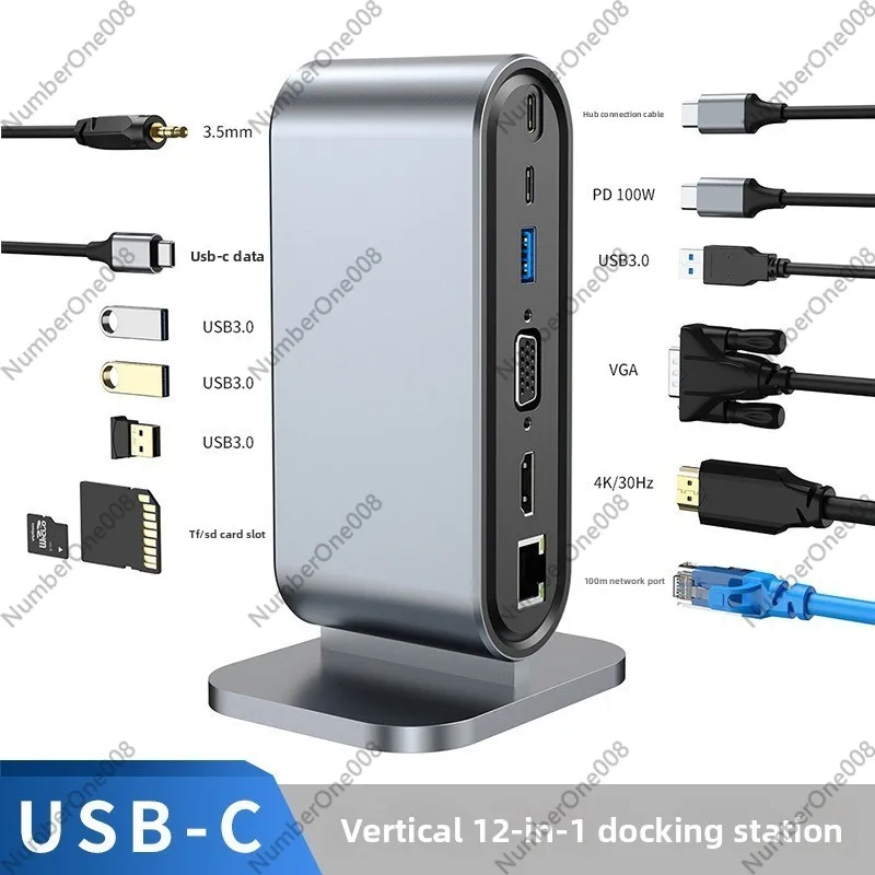 Usb Hub Type C - 12-портовая вертикальная USB-док-станция, многопортовый хаб 4K
