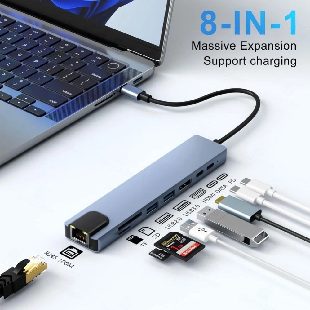 USB-C хаб 8/7 в 1 с 4K HDMI ад – обзор и цена Usb Hub Type C